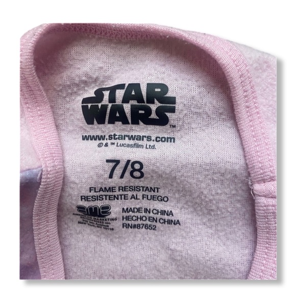 Star Wars Baby YODA Light Pink Pajama Top Size:7/8 - Picture 4 of 5